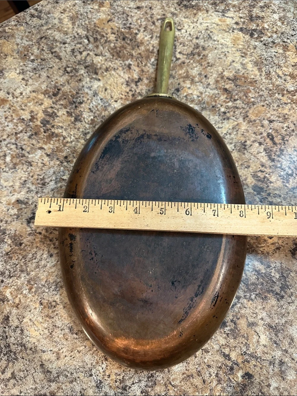 Revere Ware 1976 Brass-Handled Copper 12” Oval Frying Pan - Brown/Copper Finish